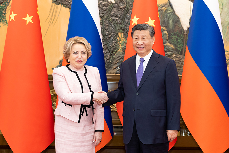 7月10日下午，国家主席习近平在北京人民大会堂会见俄罗斯联邦委员会主席马特维延科。